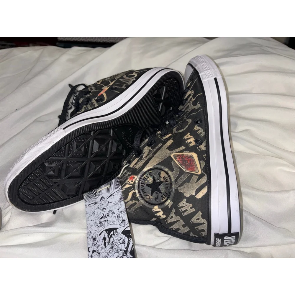 RARE New Converse X DC Joker Cosplay Grunge Graphic High Top Sneakers Womens 8.5 - Picture 8 of 14